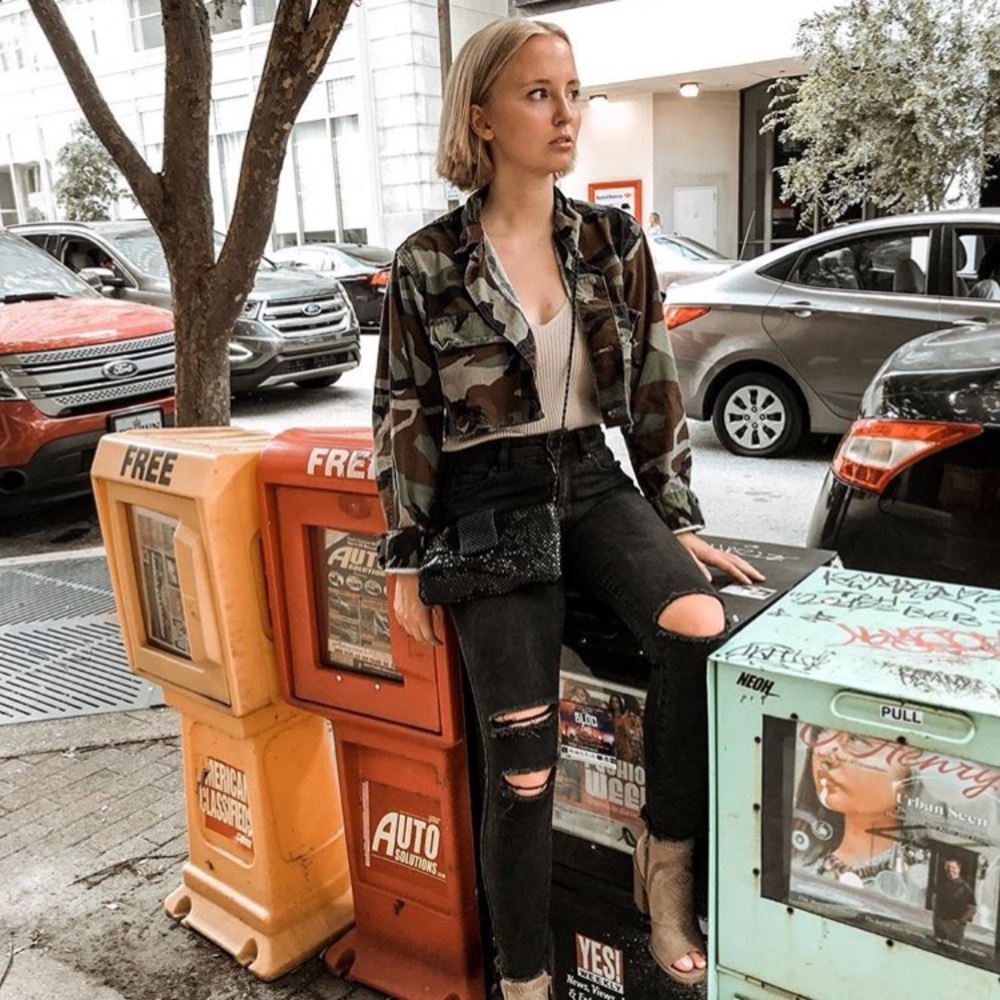 Vintage Cropped Camo Military Jacket